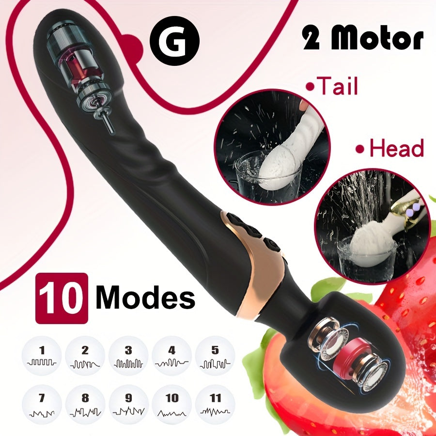 Women Silicone Vibrator Wand with 10 Modes Clitoral and G-Spot Stimulator