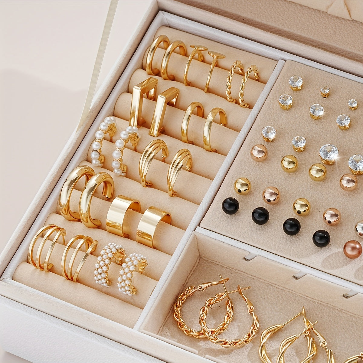 Набор из 108 изысканных женских серег из ювелирного сплава цинка, украшенных стразами в элегантном стиле для досуга, идеально подходит в качестве подарка для женщин (коробка для подарка не включена)