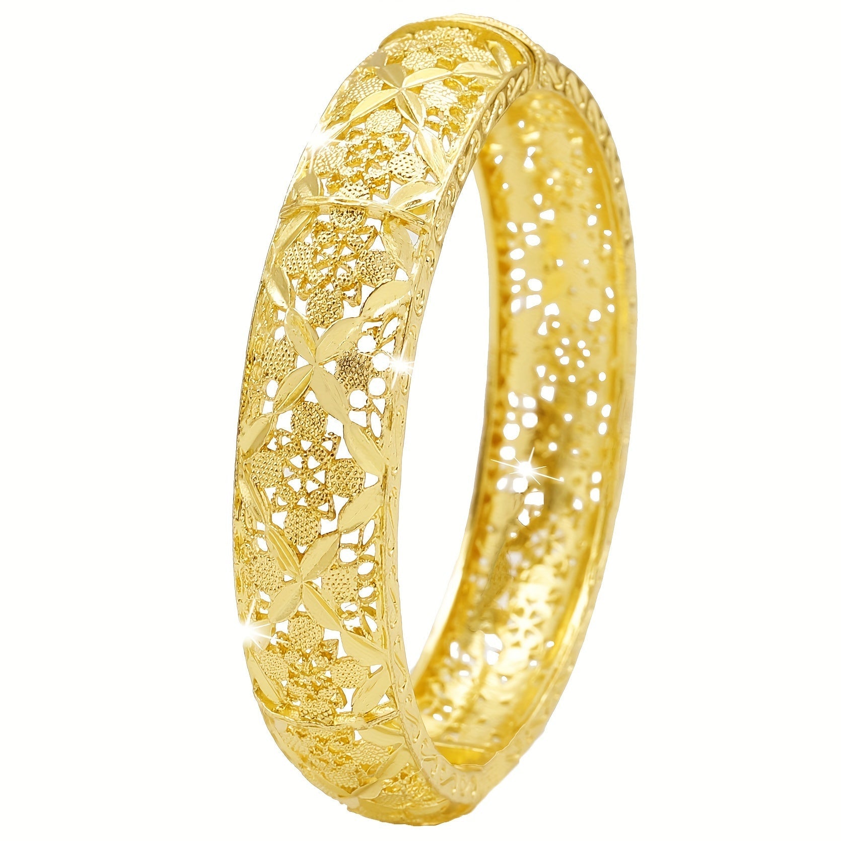 Ethnic Style Open Bangle Wedding Bracelet with Middle Eastern Designs for Brides