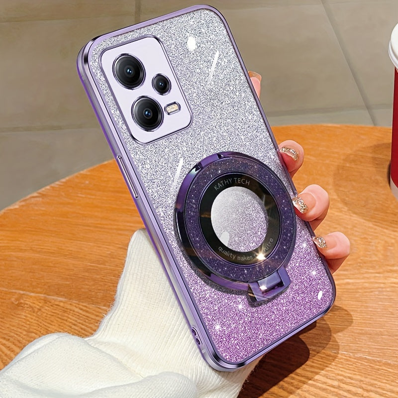 Magnetic Suction Phone Case for Redmi Series with Gradient Flash Powder Shockproof TPU