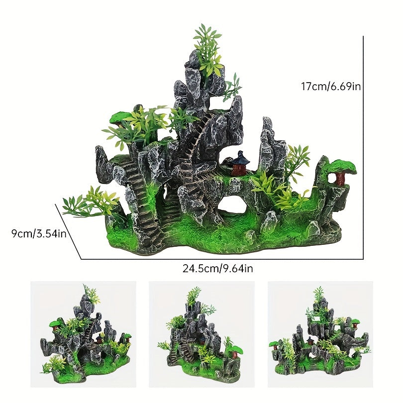 Resin Aquarium Rockery Decor Double-Sided Landscape for Fish Tanks