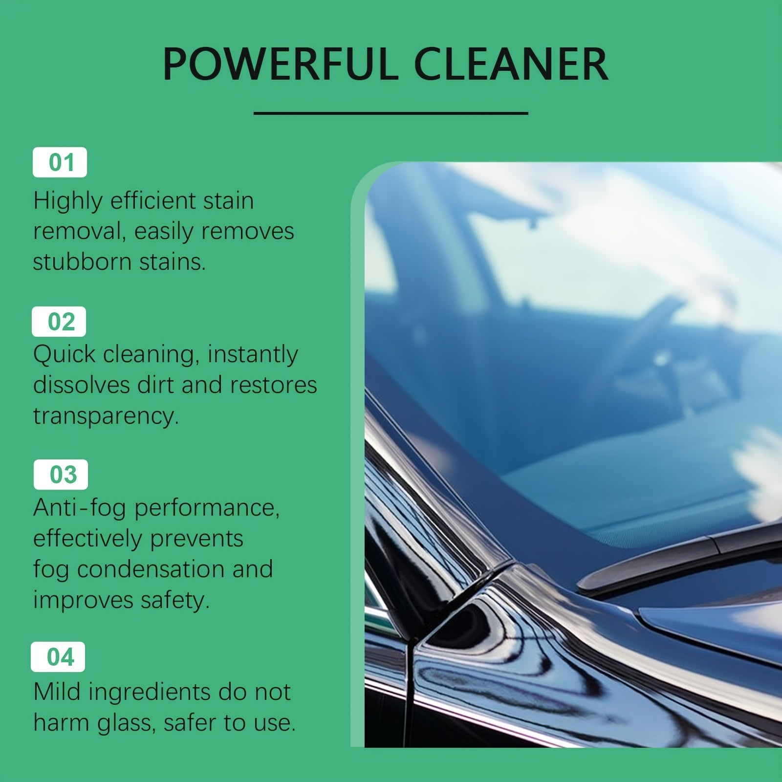 Kuchli shisha tozalash konsentratlari uchun oynalar, oynalar, dushmanlik, yomg'irga qarshi 1 ta shisha