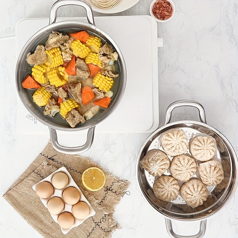 Triple Layer Steel Soup Pot with Extra Thickness for Cooking and Boiling