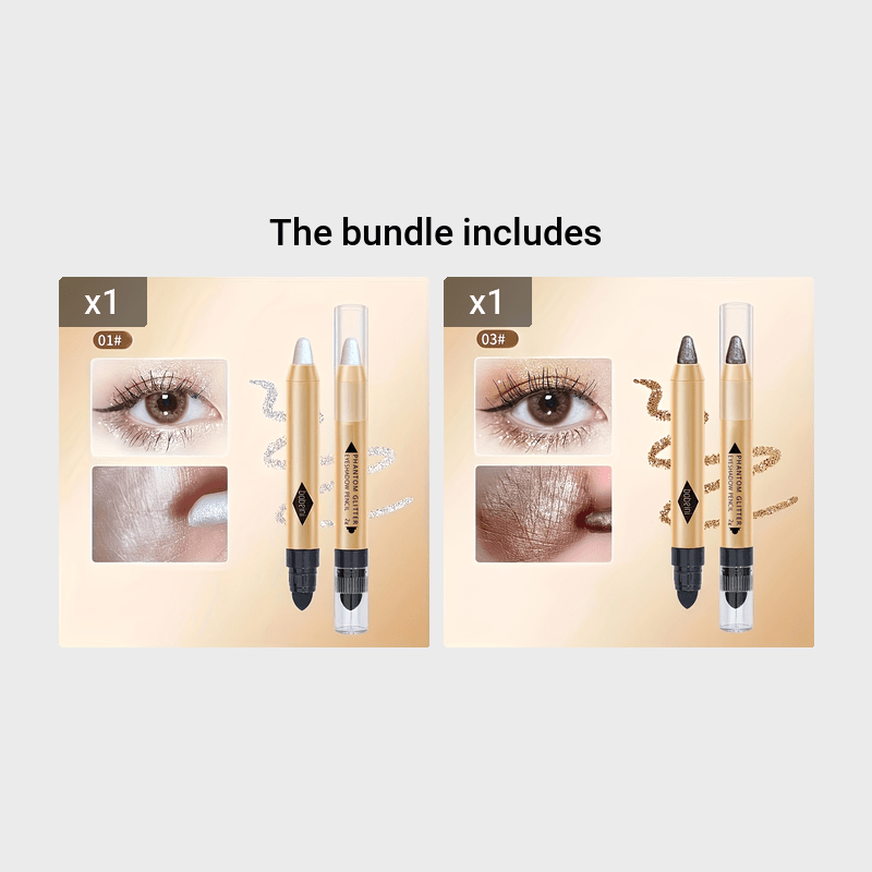 Women Shimmer Glitter Contouring Eyeshadow Pencil Double-Ended Brightening Makeup