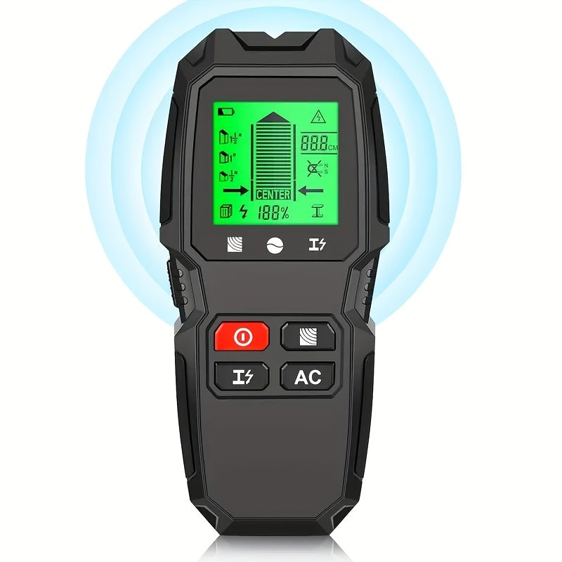 5-в-1 Стеновой сканер, детектор металла, жива провода, ЖК-дисплей с подсветкой, компактный инструмент, черный оранжевый