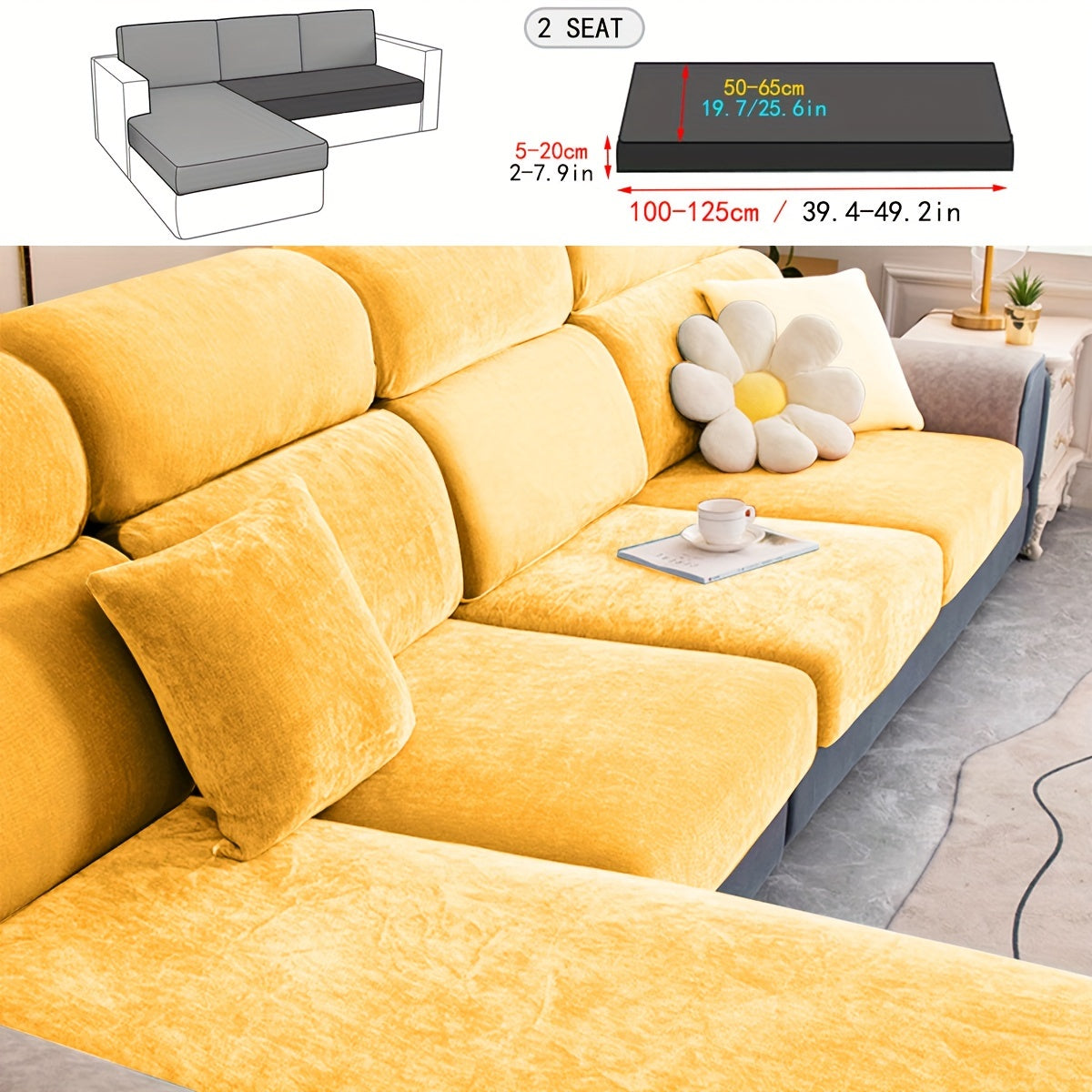 Har qanday xonada mebelni himoya qilish va bezatish uchun velur divan qoplamasi.