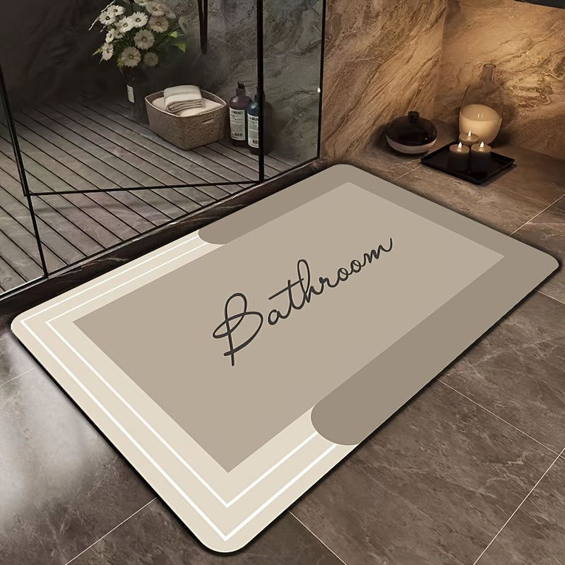 Bath Mat with Geometric Pattern, Anti-Slip, Quick-Dry, Washable, Dirt-Resistant