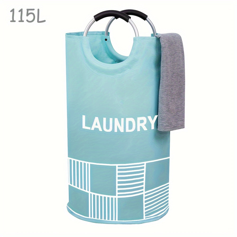Waterproof Laundry Basket with Padded Handles 82L Collapsible Storage for Bathroom Dorm Balcony