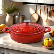 Enamel Seafood Pot for Frying, Cooking, Stewing, Baking with Flat Bottom