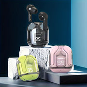 Auriculares de carcasa transparente inalámbricos con pantalla LED, sonido Hi-Fi, control táctil para juegos y llamadas al aire libre