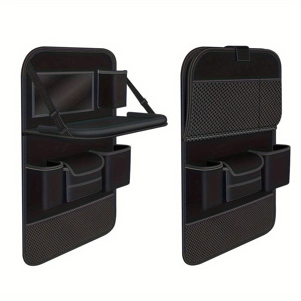 Универсальный органайзер для спинки автомобильного сиденья из искусственной кожи, черный, многофункциональное хранение