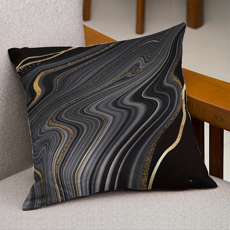 Black and Gold Pillow Covers 44.98 cm Square Durable Washable for Couch Decor