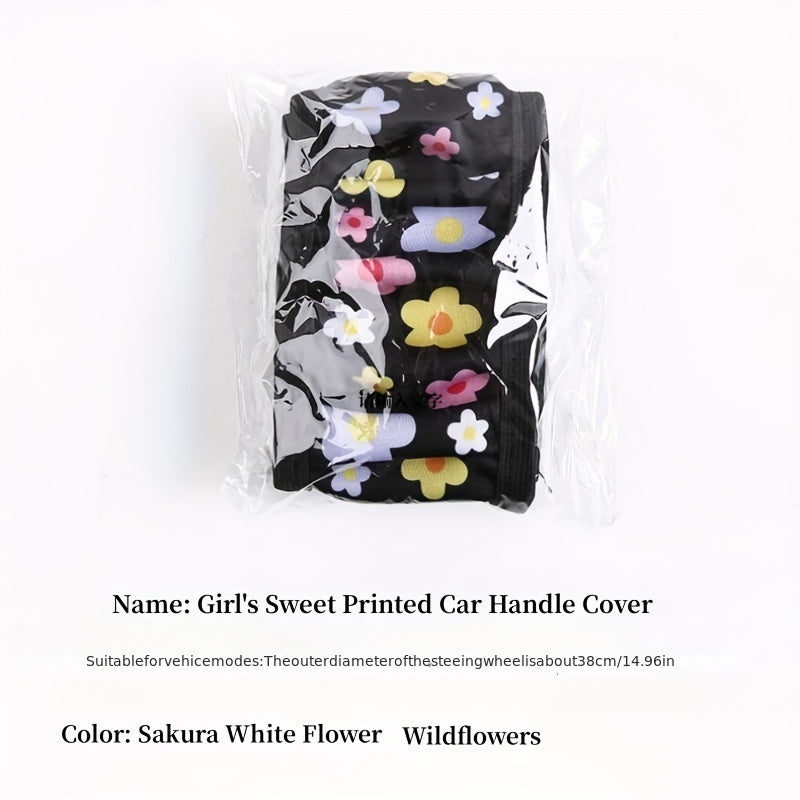 Ayollar uchun gul bilan bezatilgan rul boshqichining qopqog'i, elastik, yuviladigan, avtomobil ichki qismlari uchun aksessuar