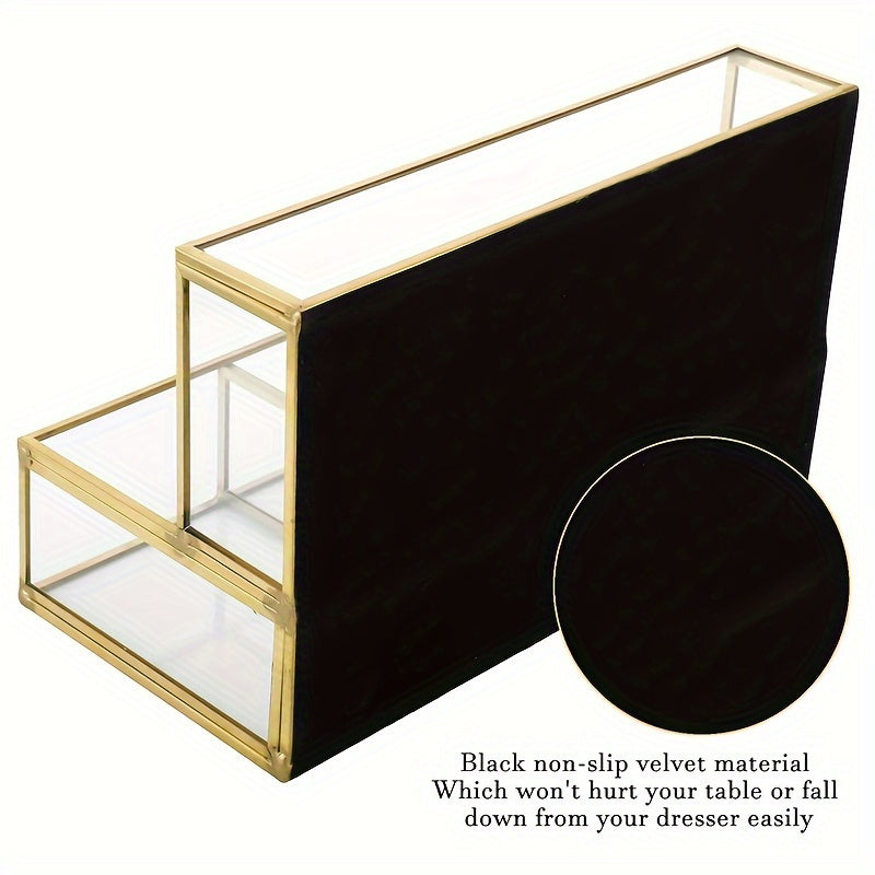 1 dona metall shisha makiyaj cho'tkasi ushlagichi, ko'zgu qozon, kosmetikalar, parfum, tirnoq bo'yog'i, lab bo'yog'i uchun saqlash tokchasi. Uy saqlash va xona bezatish uchun 4 ta to'rtburchak.