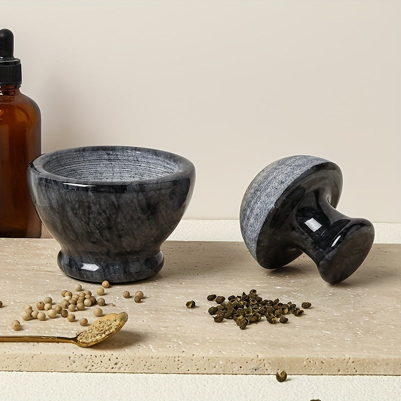 Marble Mortar and Pestle Set 9.65cm Black and White Stone for Spices Pills