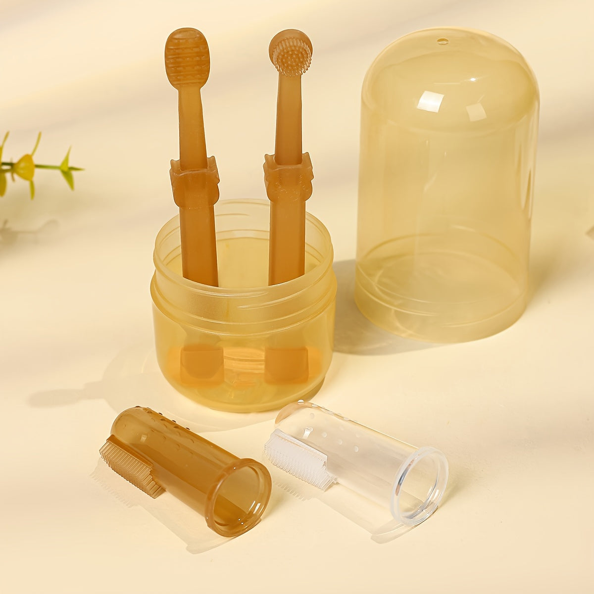 Bola uchun og'iz parvarishi to'plami Silikon 0-3 yoshdagi chaqaloq barmoq tish cho'tkasi to'plami nano kumush bilan