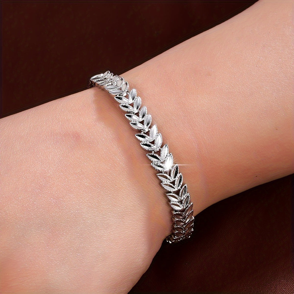 Women’s Copper Wheat Ear Bracelet with Cubic Zirconia for Everyday or Formal Wear