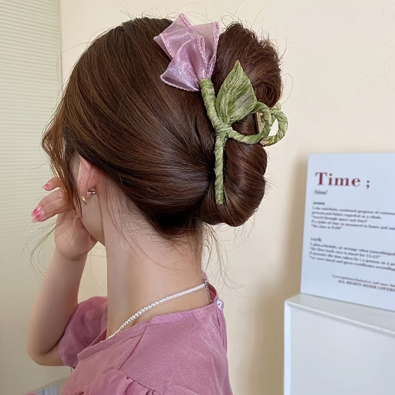 Tulip Flower Hair Claw Clip for Thick Hair Firm Grip Slip-Resistant Hair Accessory