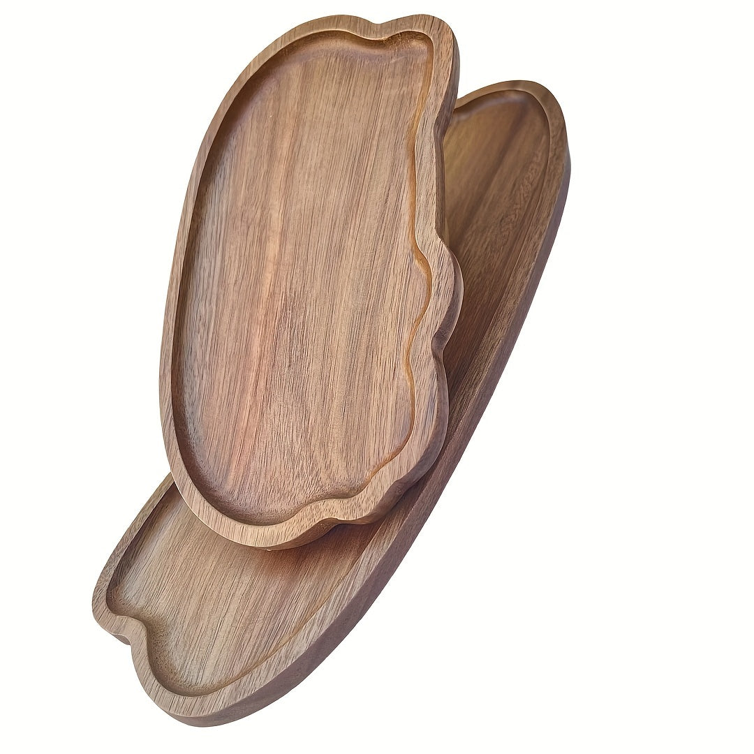 Acacia Wood Serving Tray Irregular Shape with Smooth Polished Surface for Cheese Bread Fruits Vegetables