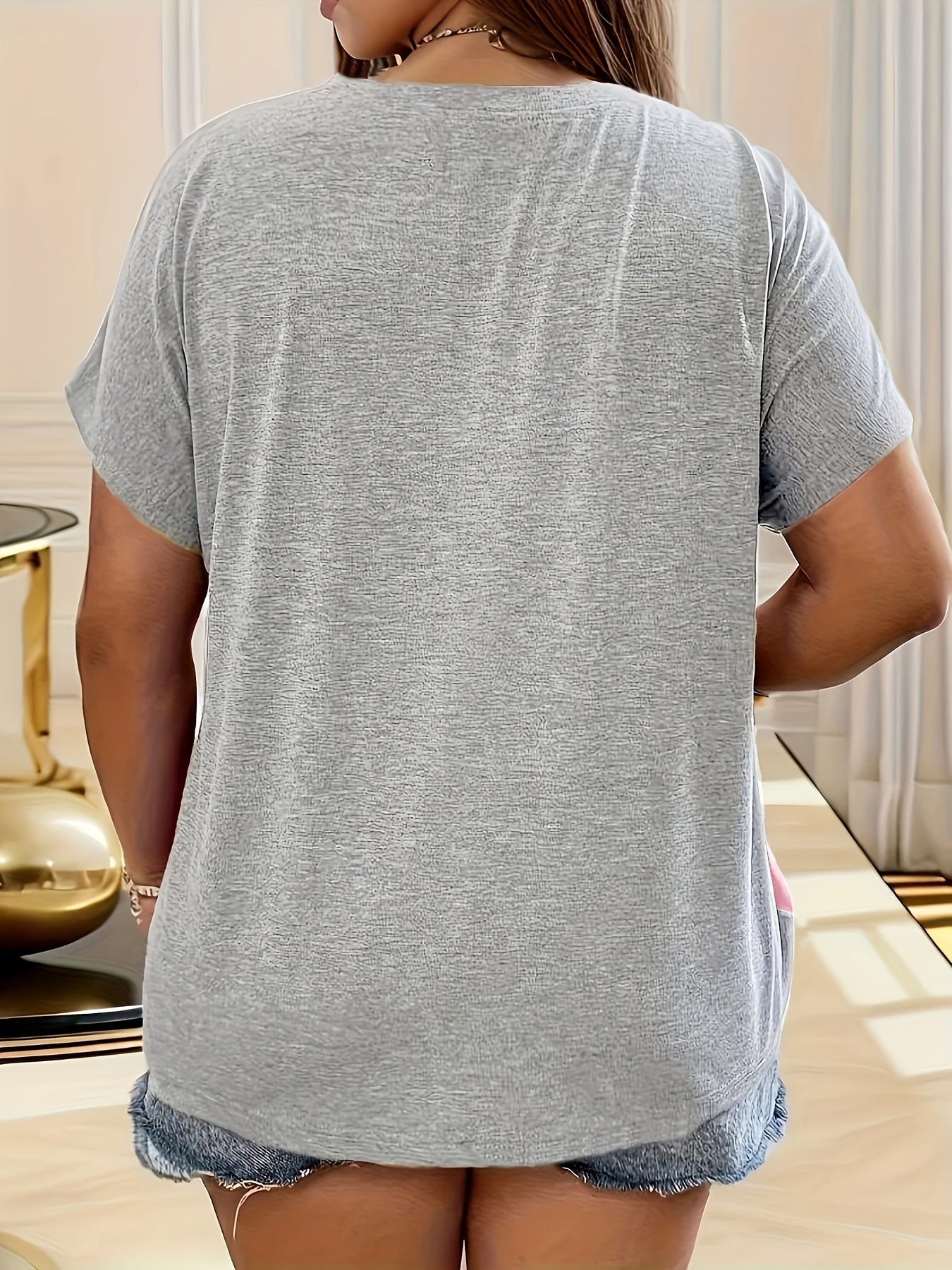 Women's Short Sleeve T-Shirt Two-Tone Color Block Breathable Cotton Everyday Comfort