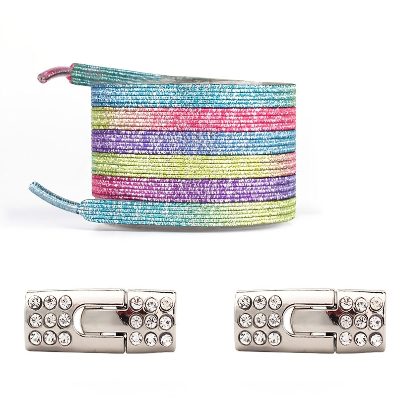 Unisex No-Tie Shoelaces Solid Colors Lightweight Acetate Rivet Details