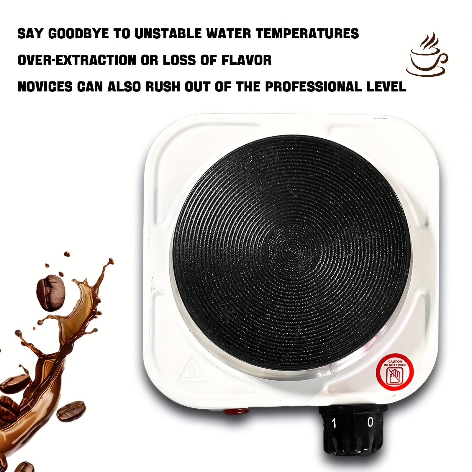 Small electric stove with coffee maker tea kettle iron construction European plug portable
