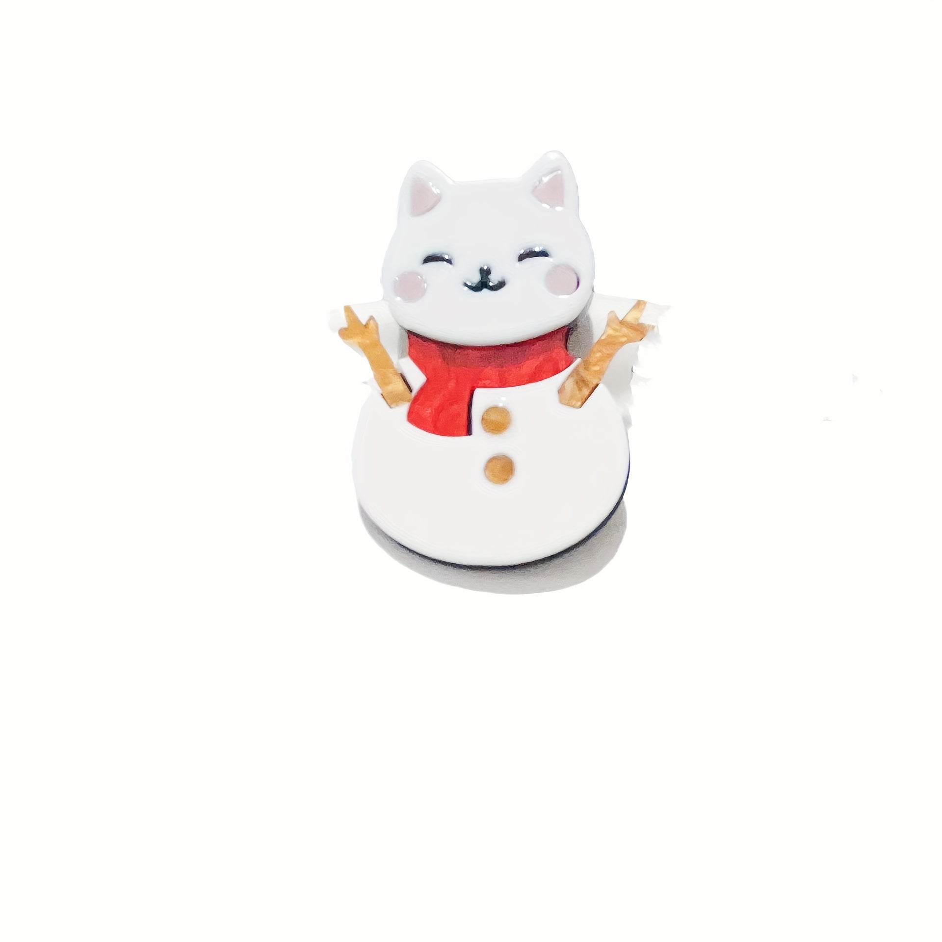 Irregularly Shaped Acrylic Snowman Cat Brooch Pin Whimsical Cartoon Lapel Accessory for Animal Lovers