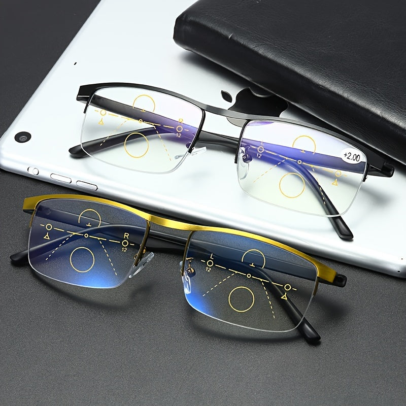 Unisex Dual-Purpose Reading Glasses with Blue Light Protection and Half-Frame