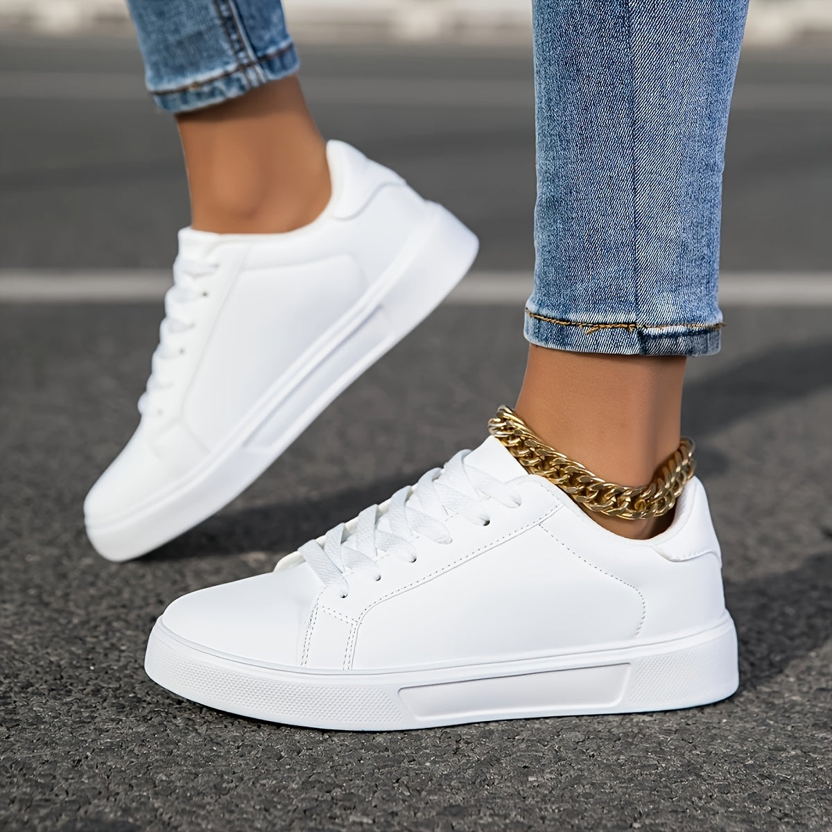 Zapatillas deportivas casuales para mujeres y niñas, antideslizantes, con cordones, de caña baja