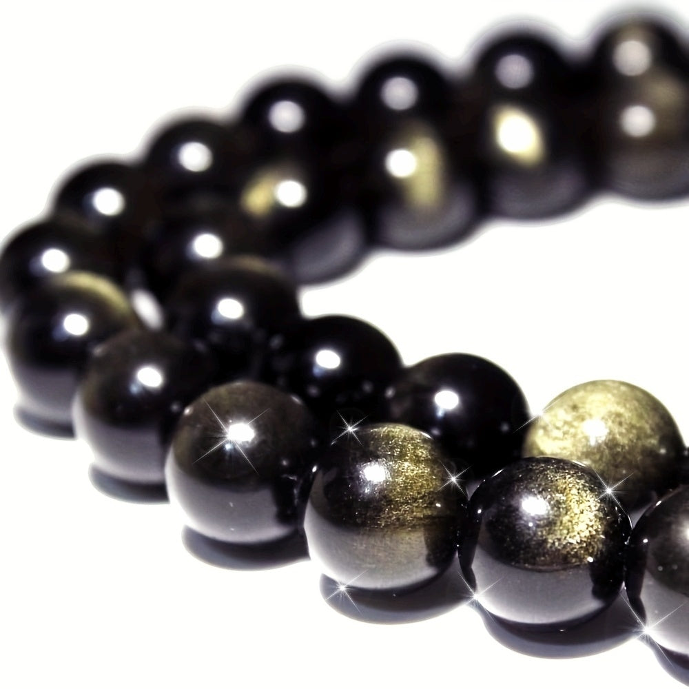 Golden Obsidian Beads Set 8mm Natural Stone Jewelry Making 46 Pieces
