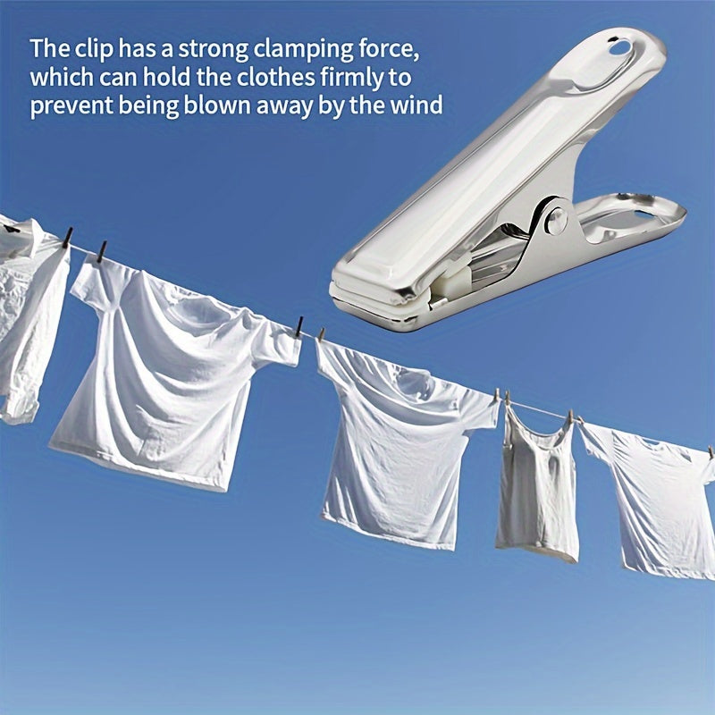 Juego de 6, 12 o 20 pinzas de ropa de acero inoxidable con almohadillas de agarre blancas suaves, pinzas para ropa, toallas, calcetines y ropa interior