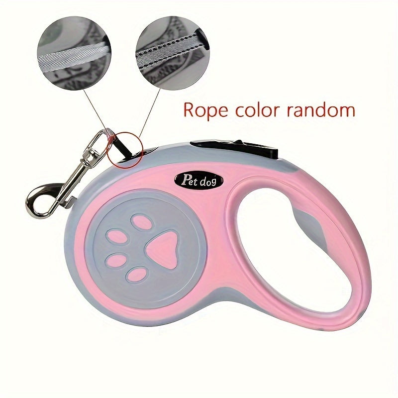 Nylon Retractable Dog Leash with One-Button Control for Small and Medium Pets