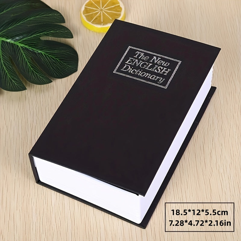 Book Style Safe Box with Keys for Cash Jewelry and Valuables Black and White 18.49x11.99x5.49cm Durable Iron Storage Container