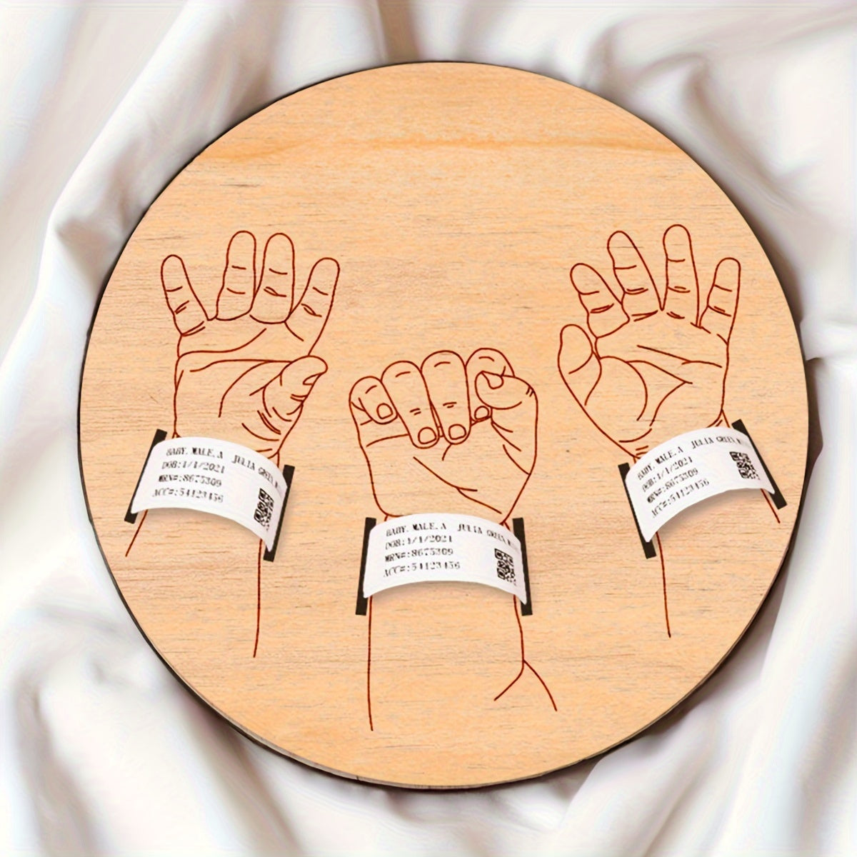 Ota-onalar uchun o'yilgan shifoxona bilaguzuk, Onalar kuni, Otalar kuni, Halloween va Rojdestvo uchun lazer kesilgan sovg'a