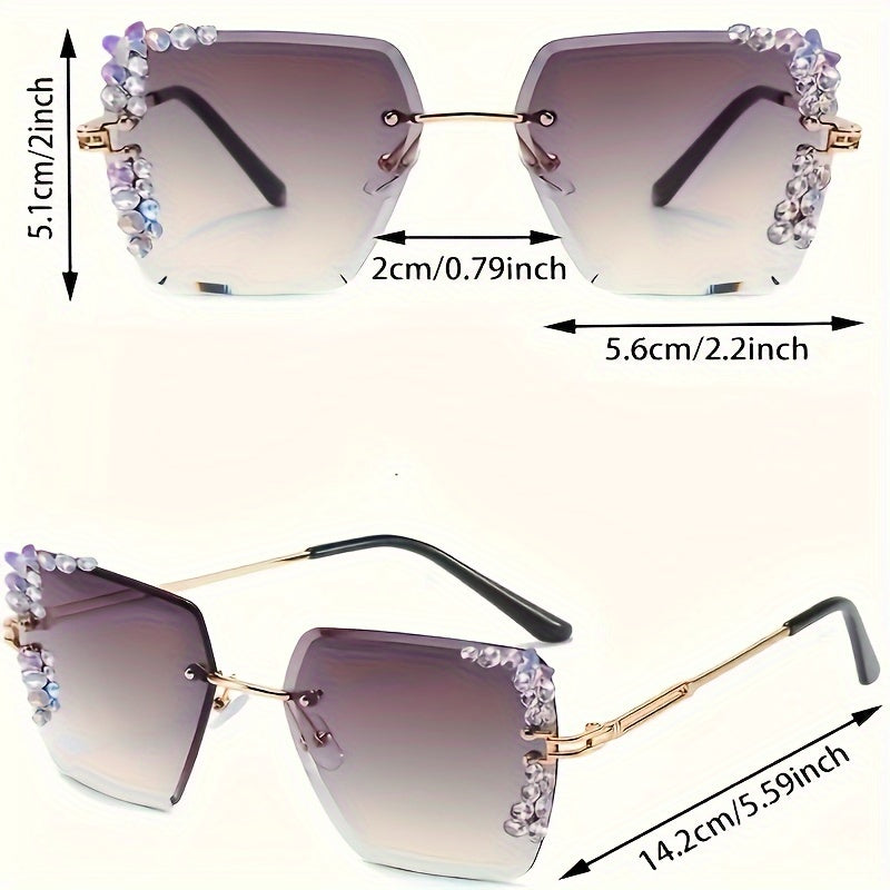 Women Rimless Fashion Glasses with Gradient Lenses and Metal Frames
