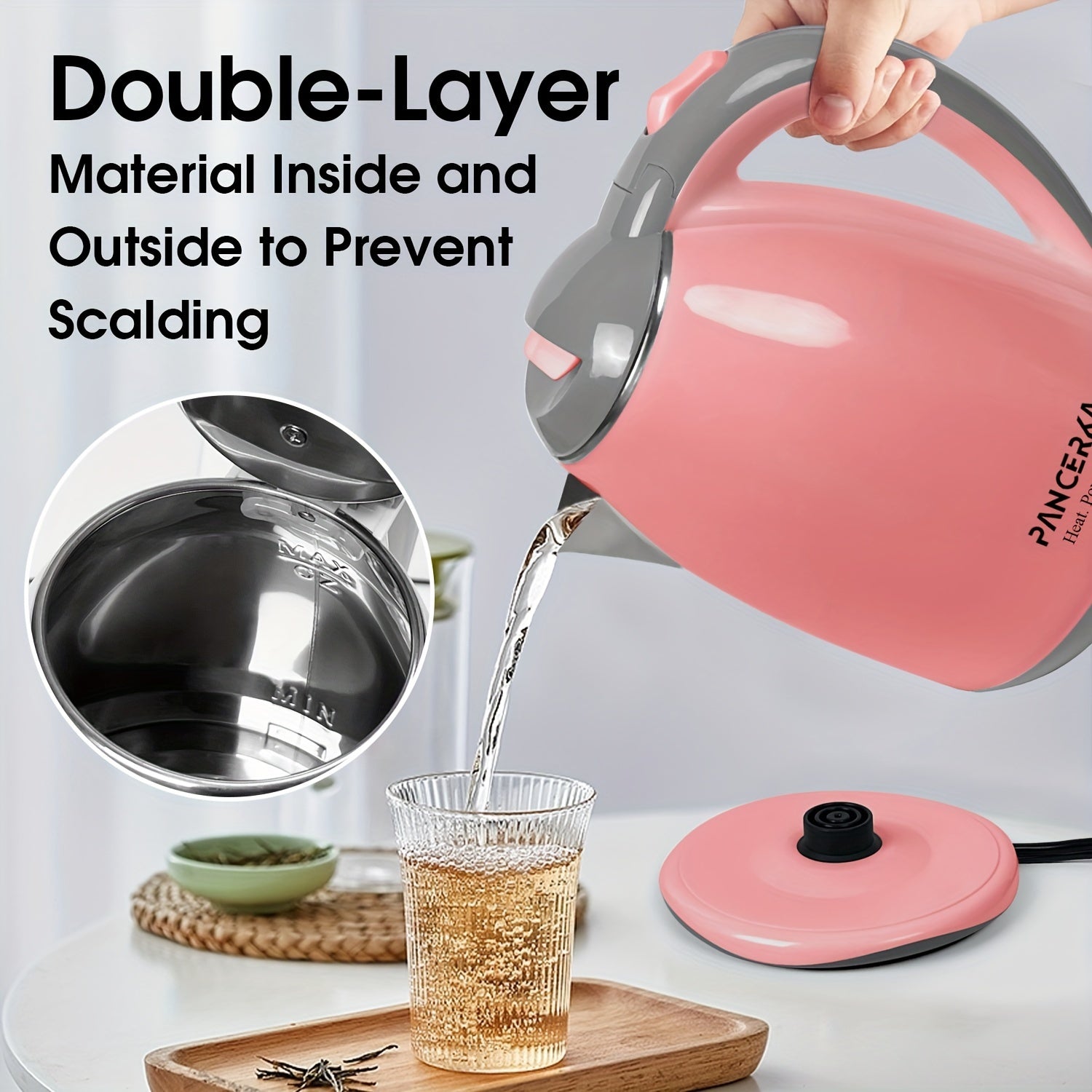 Electric Kettle 1.8L 1500W Stainless Steel Auto Shut Off Boiling Water Heater