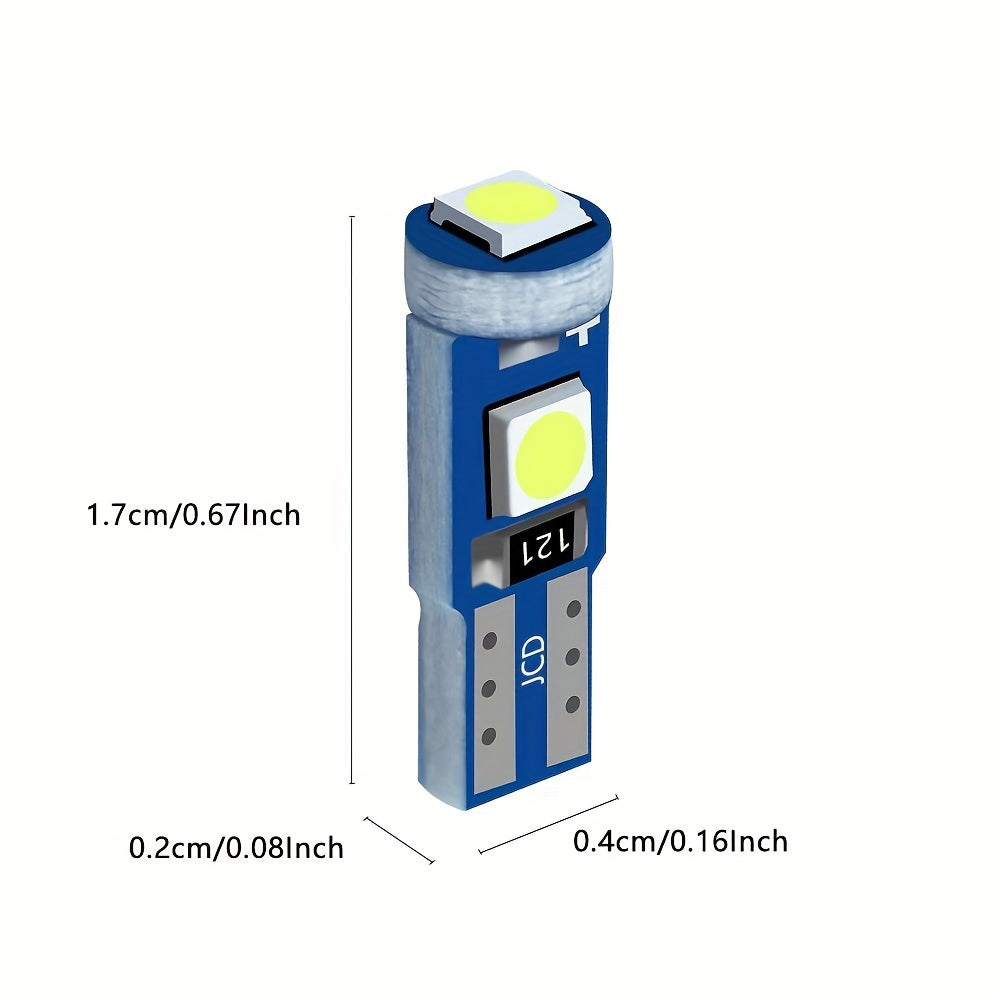 10 piezas de luces LED T5 para tablero de coche, lámpara interior, 12V, blanco brillante