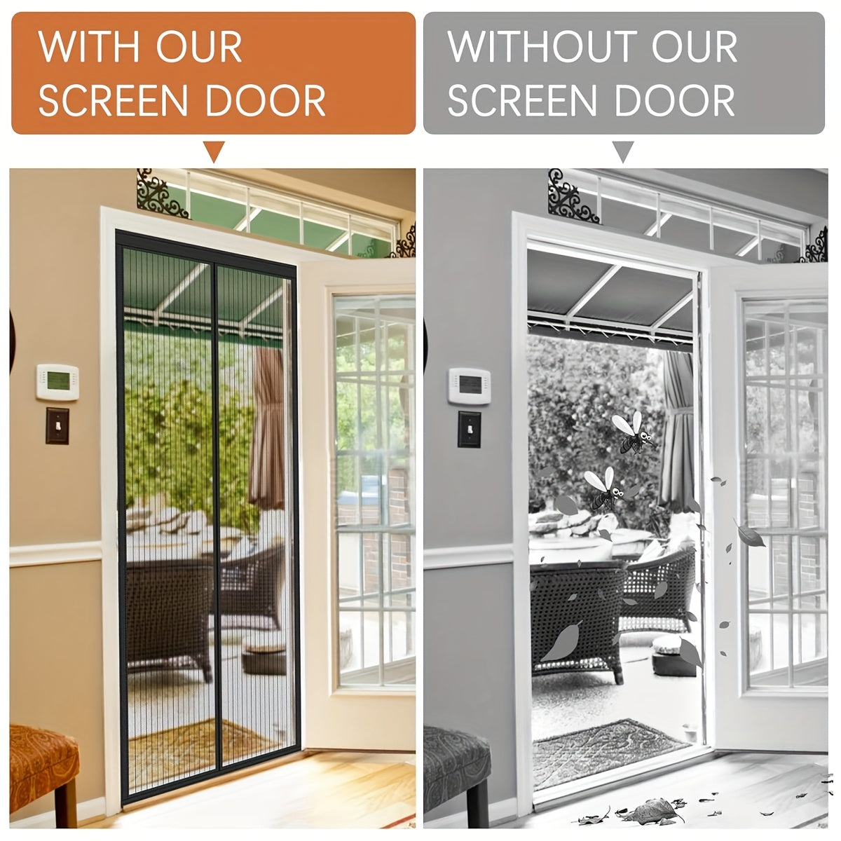 Puerta de pantalla magnética de malla resistente para prevención de mosquitos, entrada sin manos