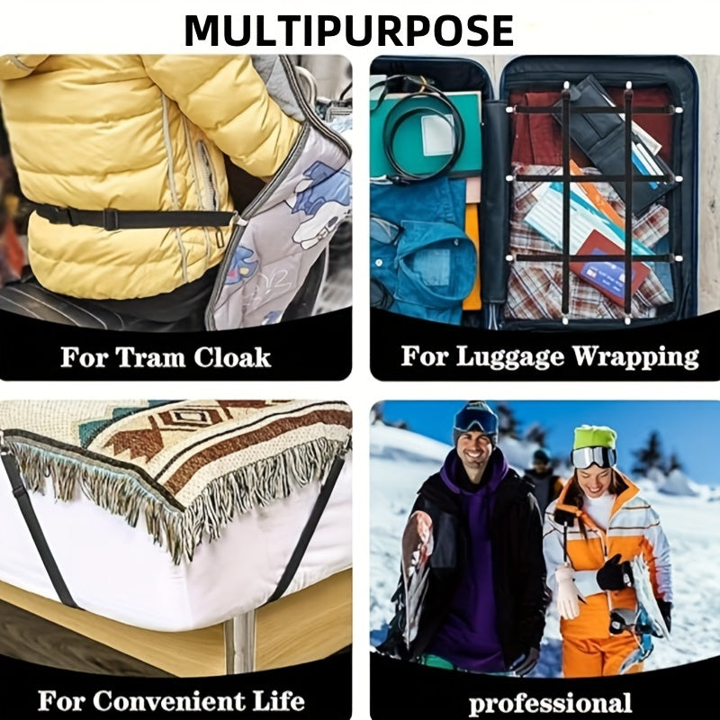 Pair of Quilt Holder Straps Adjustable Bed Sheet Clips Woven Fabric Elastic Bands