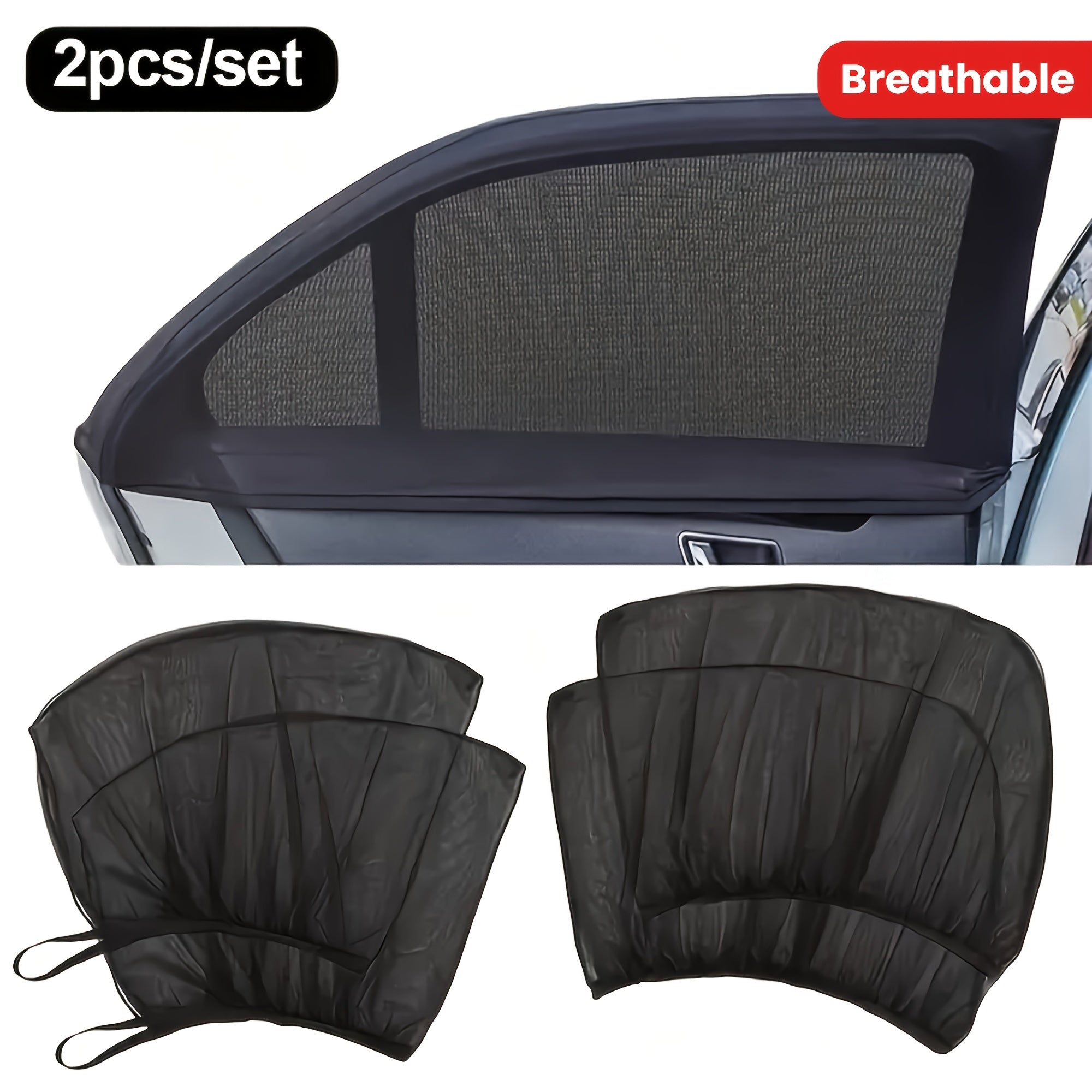 2 dona Universal avtomobil yon oynasi quyosh nurlari himoyasi nafas oladigan tarmoq UV himoyasi sozlanadigan