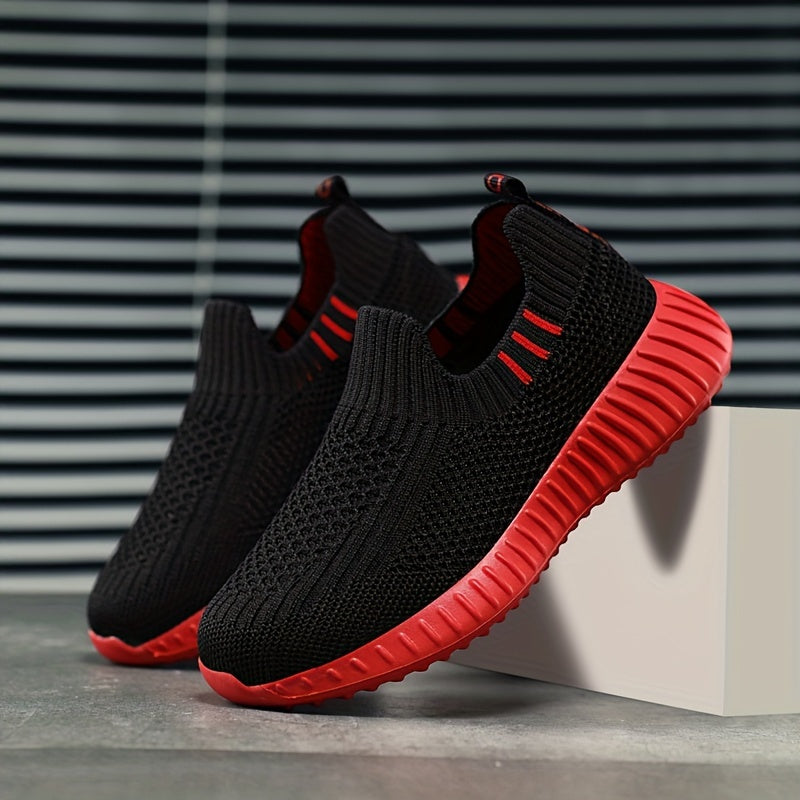 Girls Slip-On Sneakers All-Season Solid Knit Casual Outdoor Running Training