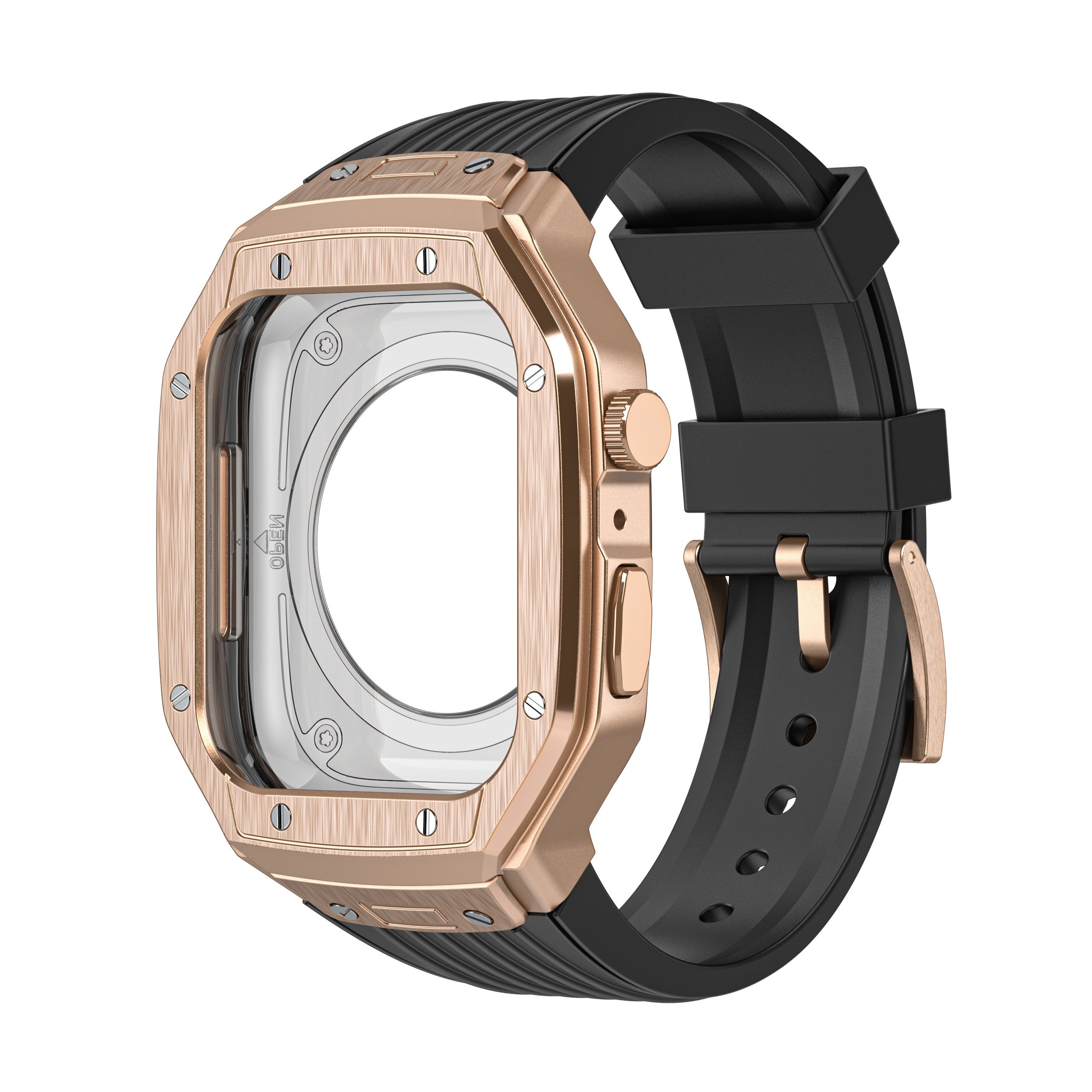 TPU Watch Band with Case for IWatch Series 9/8/7/6/5/4 45mm Rugged Strap with Metal Bumper Cover