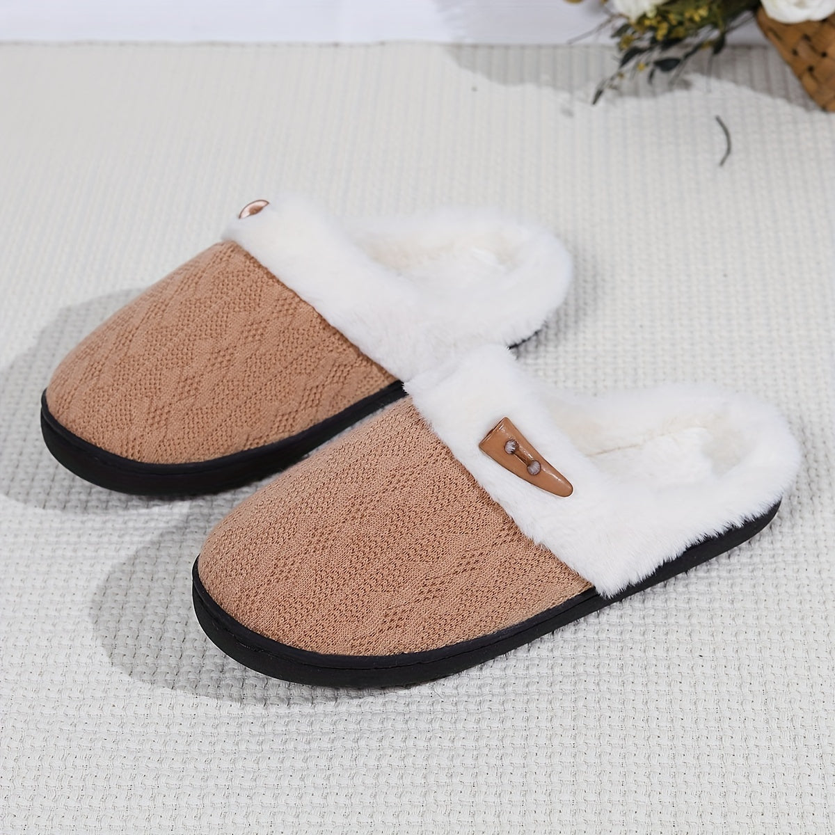 Women's Warm Plush Indoor Slippers, Non-slip Cozy Soft Sole Slides