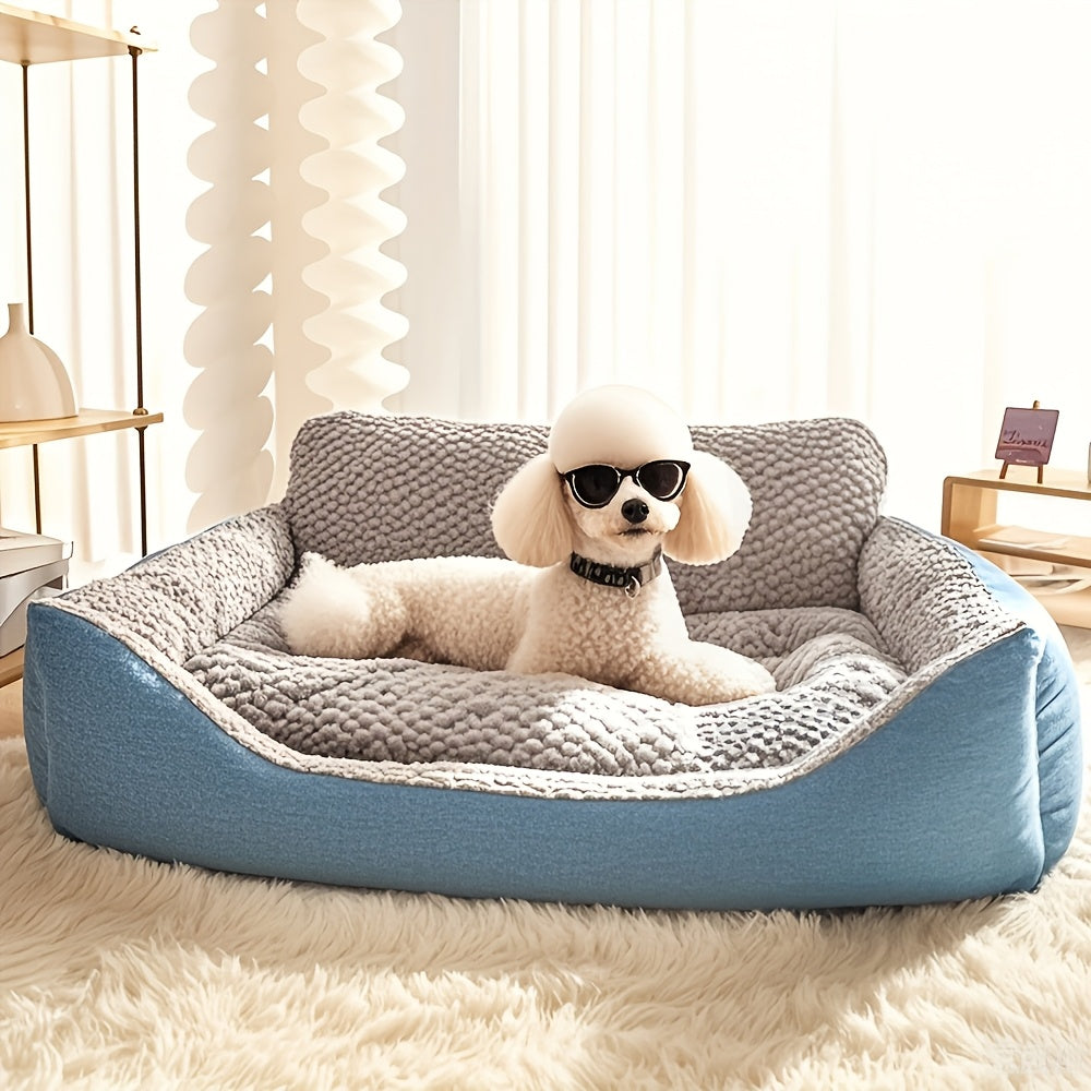 Luxury Plush Pet Sofa Bed for Cats and Dogs with High Backrest and Easy Cleaning