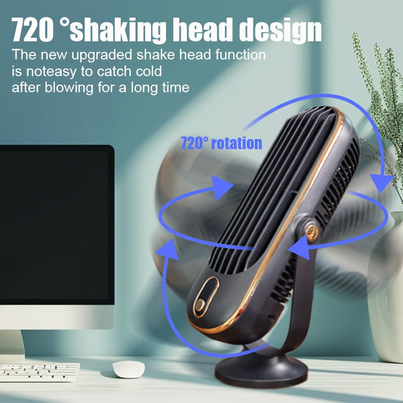 Portable USB Desktop Fan Dual Blade 5-Speed Adjustable 360° Rotation for Home Office Travel