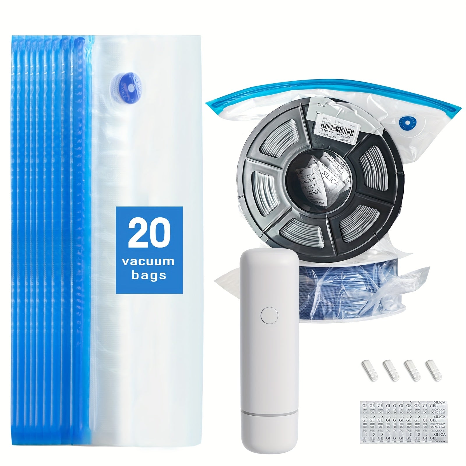Bomba de vacío portátil con 20 bolsas de filamento para impresora 3D para conservación de alimentos