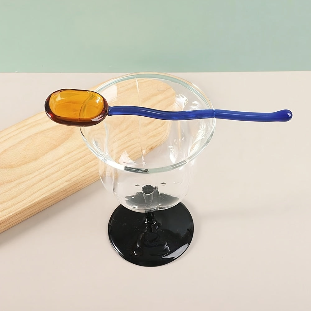 Handcrafted Glass Coffee Spoon with Transparent Design, Long Handle, Heat Resistant