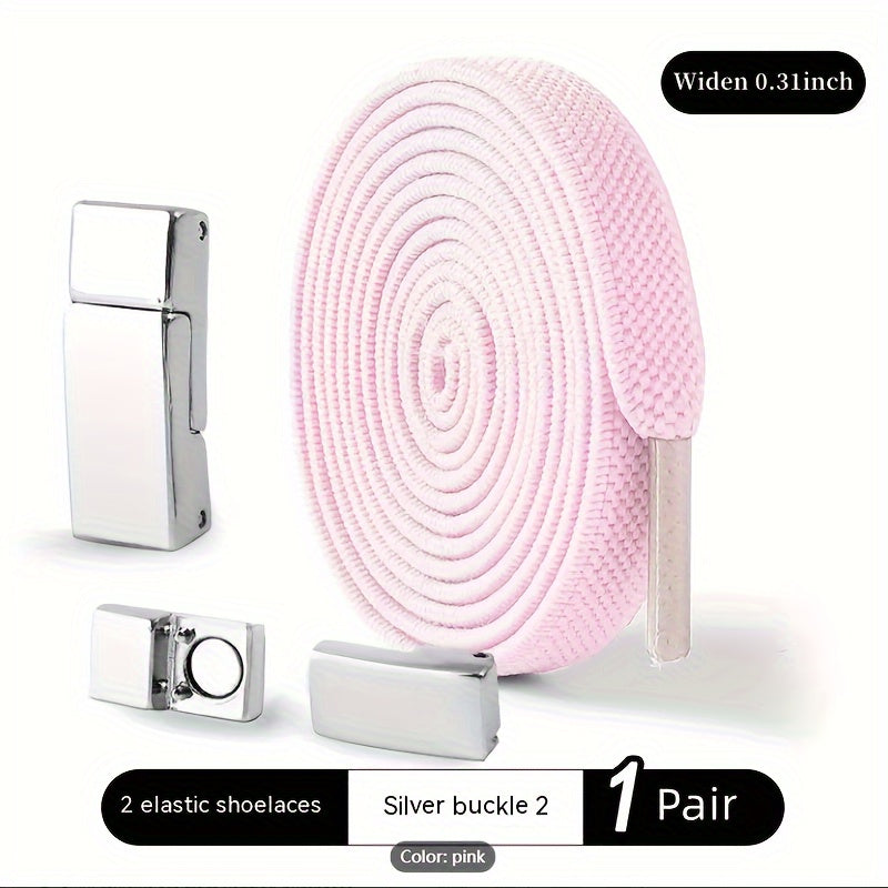 Unisex Elastic No-Tie Shoelaces with Magnetic Buckle Lightweight Polyester