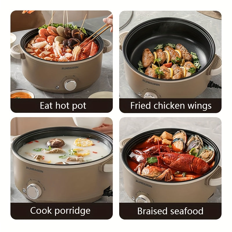 Olla eléctrica multifunción para cocinar en dormitorios, utensilios antiadherentes, múltiples métodos