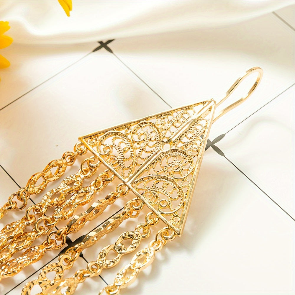 Gold Plated Arabic Bride Chest Chain with Handmade Coin Links for Wedding Jewelry